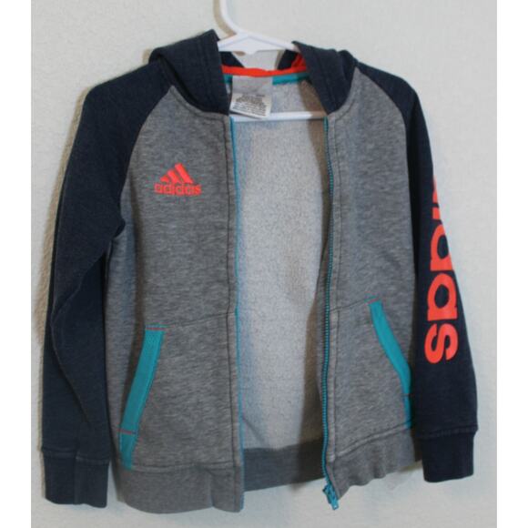 ADIDAS Zip Up Track Jacket Blue/Gray Stripes Kids Boys Size 3T triple stripe - Picture 5 of 10